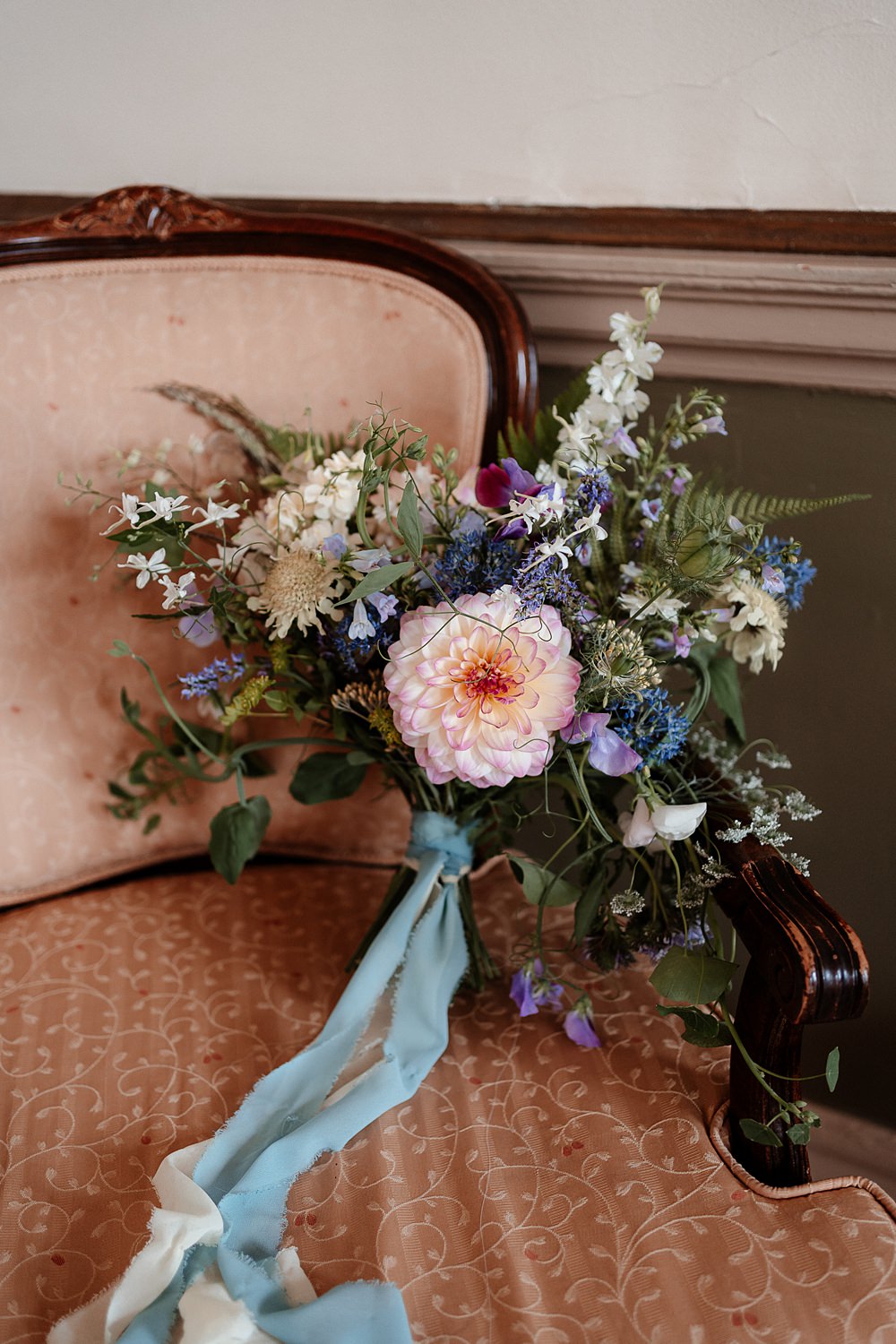 Bouquet Flowers Bride Bridal Blue Cream Marie Antoinette Wedding Katherine And Her Camera