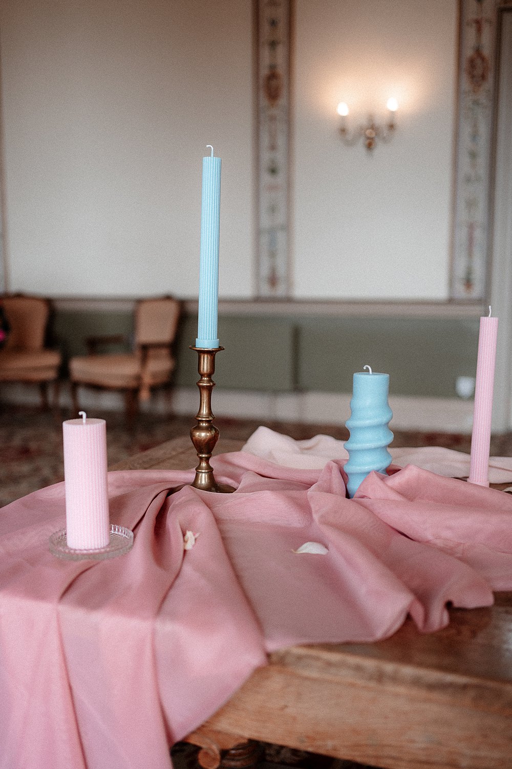 Table Decor Pink Blue Linen Candles Marie Antoinette Wedding Katherine And Her Camera