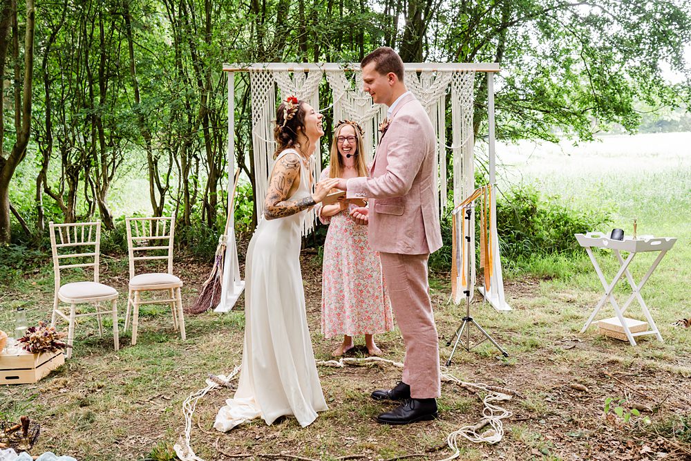 Circle Ceremony Off Grid Woodland Wedding Purple Kite Photography