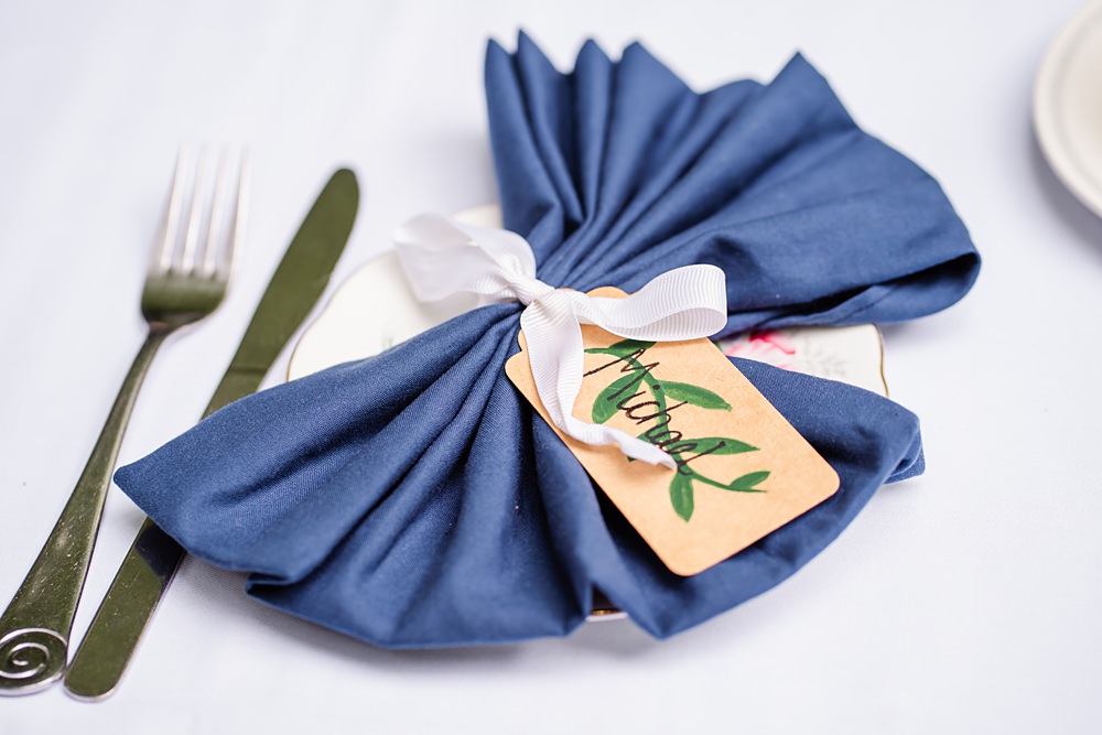 Napkin Place Name Leaf Card Off Grid Woodland Wedding Purple Kite Photography