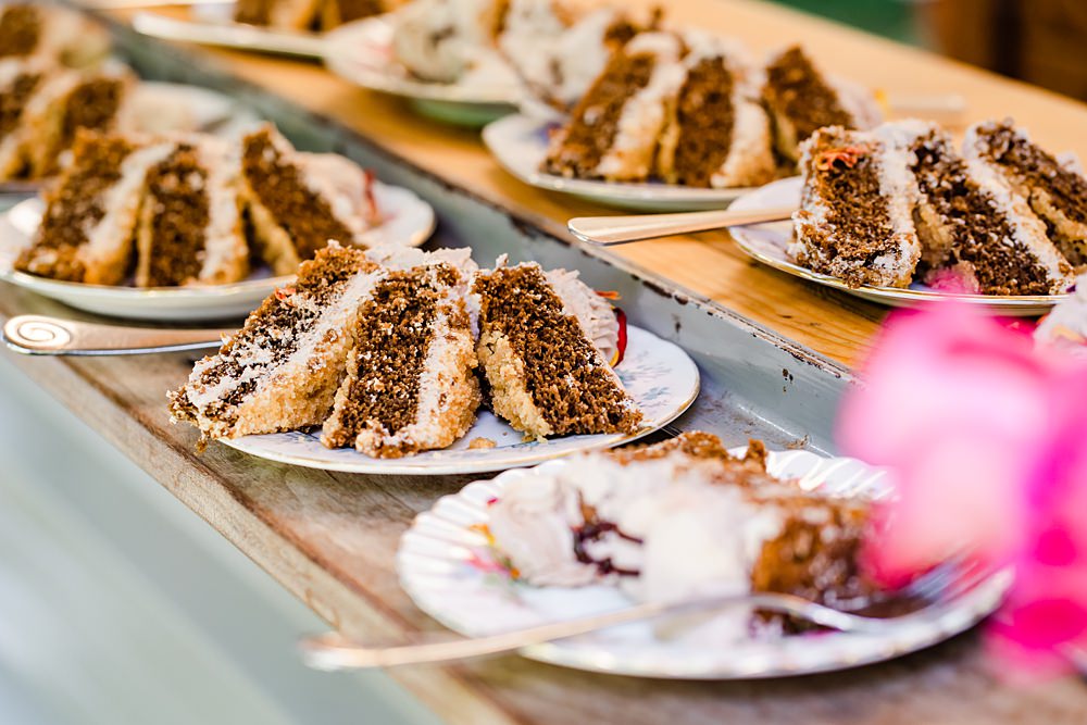Vegan Cake Slice Off Grid Woodland Wedding Purple Kite Photography