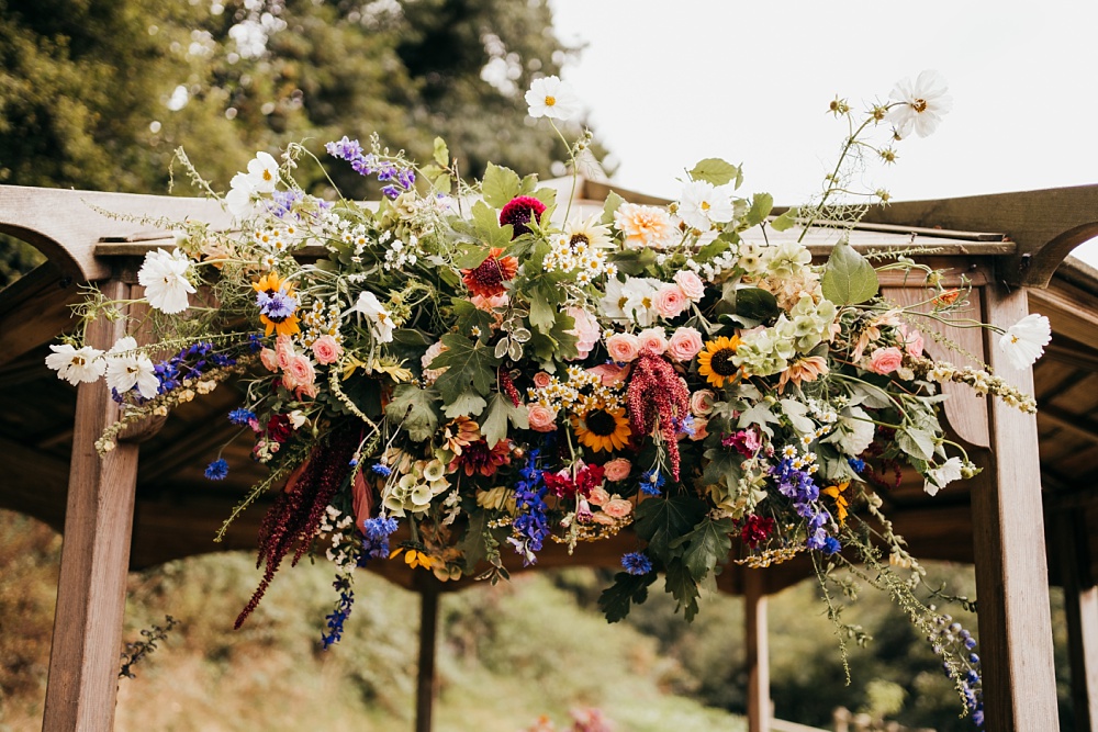 Flower Arrangement Colourful Pagoda Wedding Ceremony Holly Collings Photography