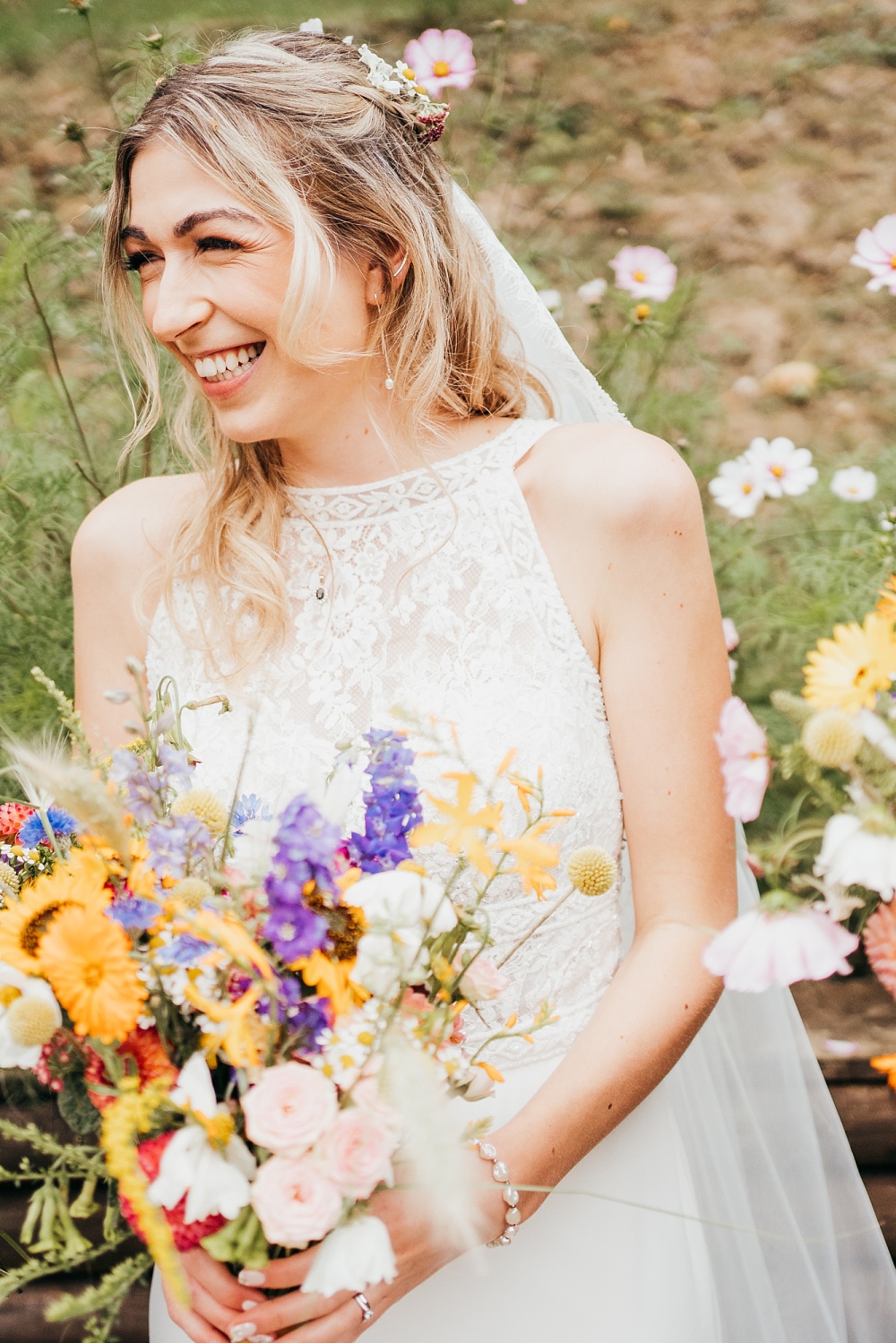 Bouquet Bride Colourful Pagoda Wedding Ceremony Holly Collings Photography