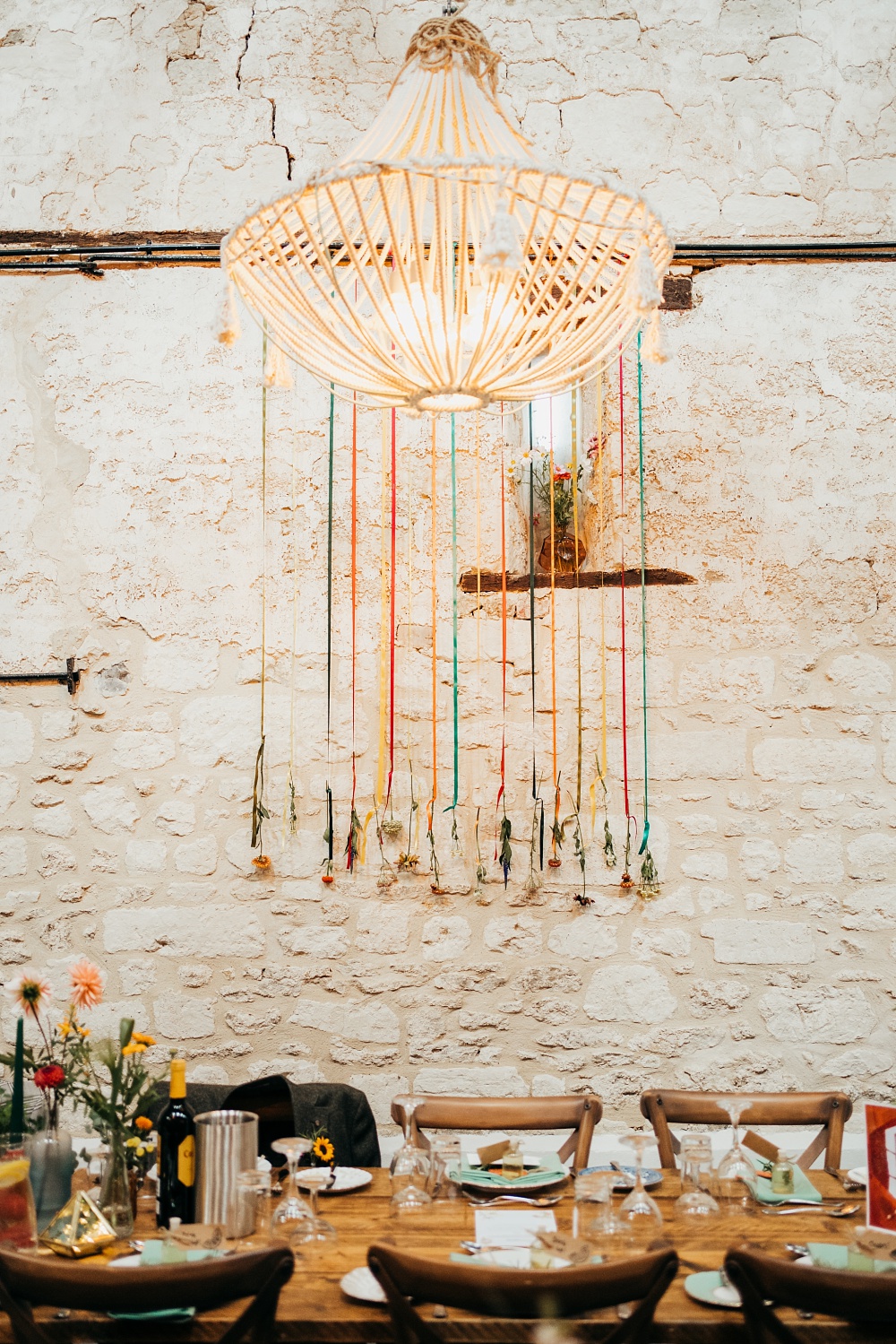 Ribbon Flowers Backdrop Decor Pagoda Wedding Ceremony Holly Collings Photography