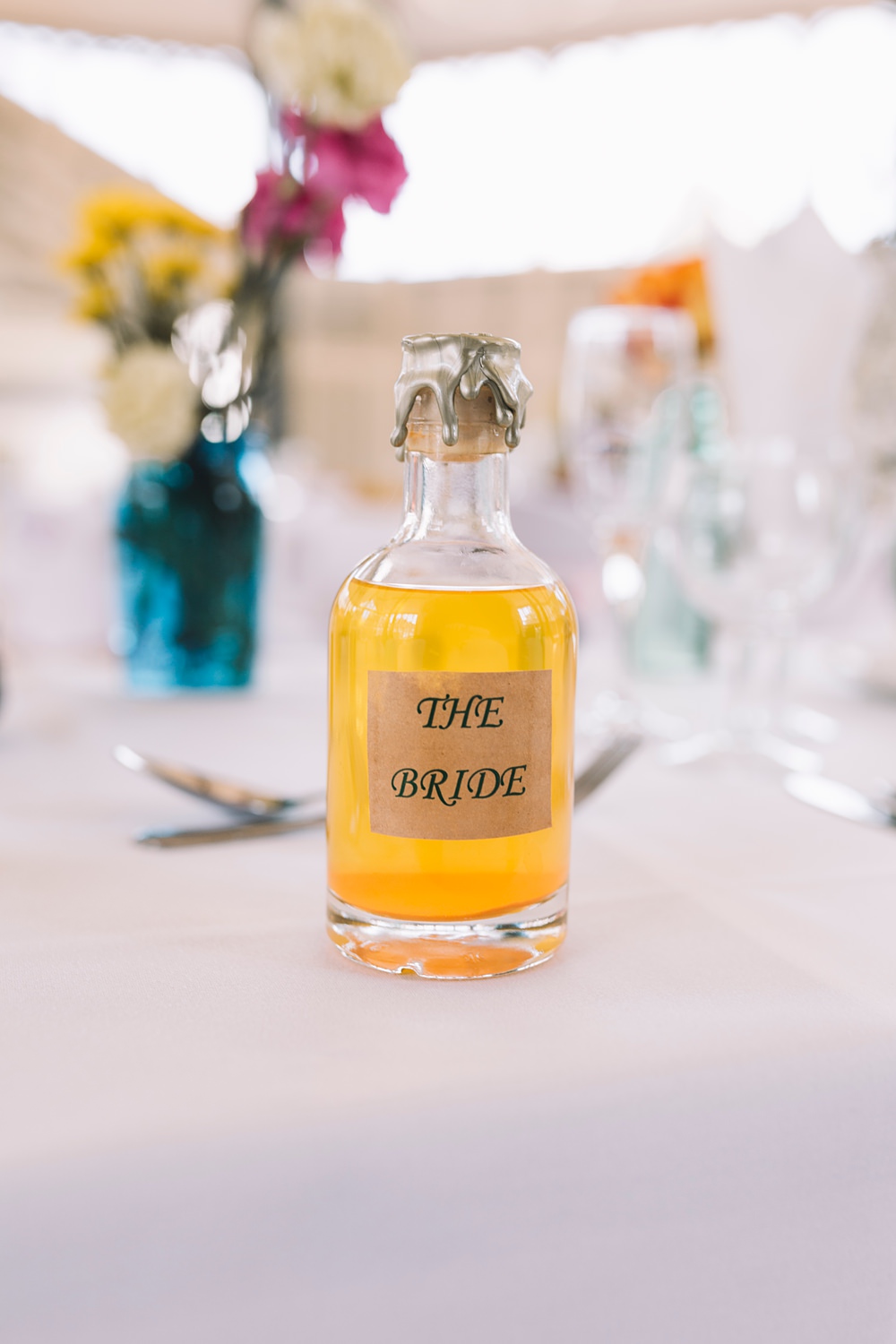 Mini Bottle Drink Favour Pavilion Gardens Buxton Wedding Lauren Elliott Photography