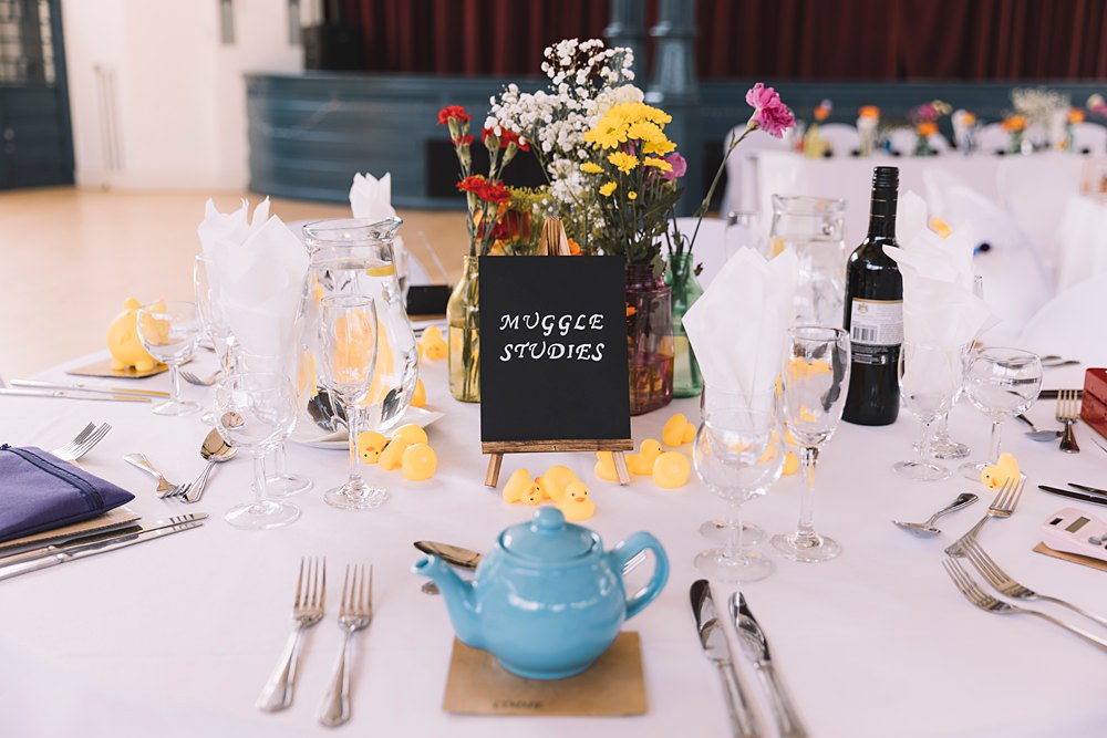 Harry Potter Table Names Decor Theme Pavilion Gardens Buxton Wedding Lauren Elliott Photography