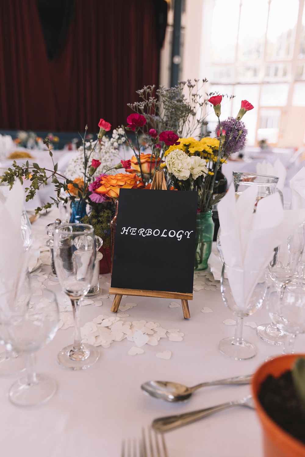 Harry Potter Table Names Decor Theme Pavilion Gardens Buxton Wedding Lauren Elliott Photography
