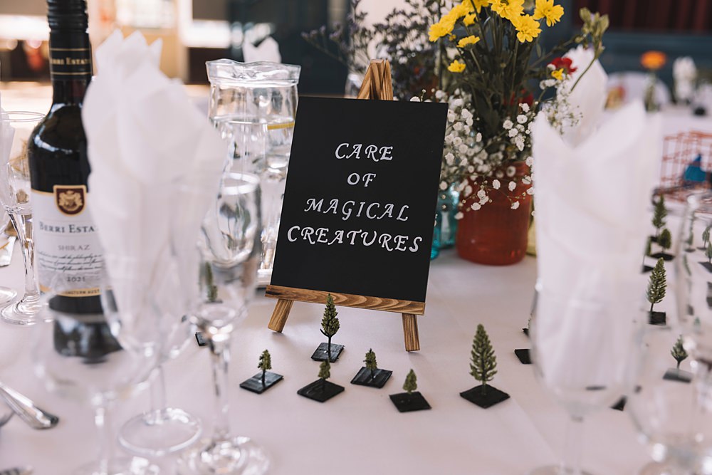 Harry Potter Table Names Decor Theme Pavilion Gardens Buxton Wedding Lauren Elliott Photography