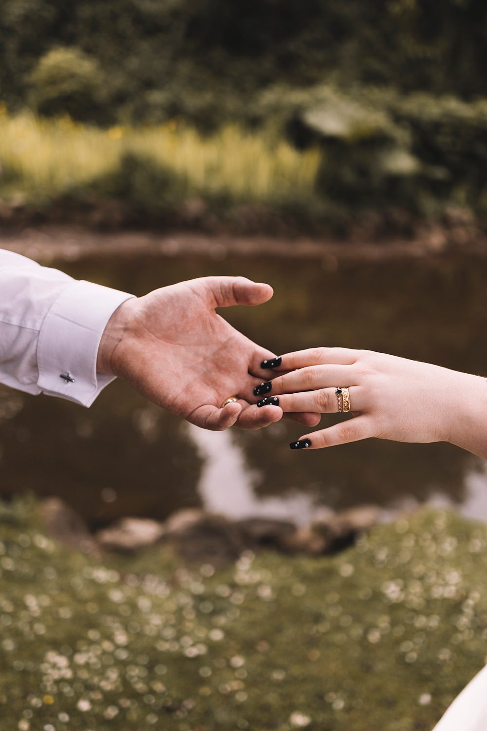 Bride Nails Manicure Rings Yellow Gold Pavilion Gardens Buxton Wedding Lauren Elliott Photography