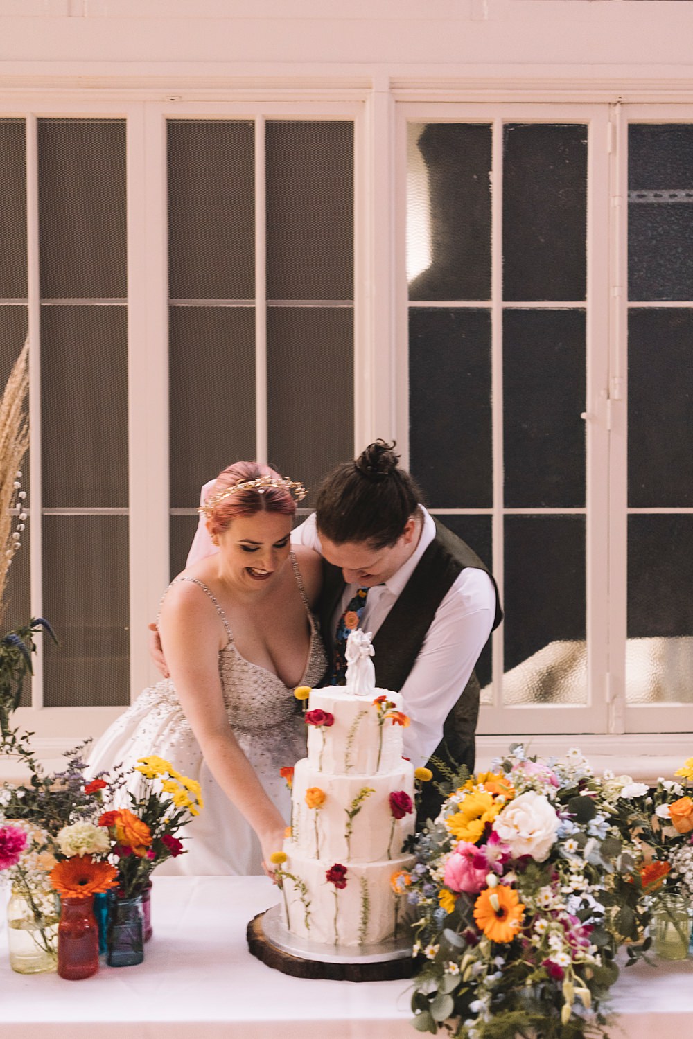 Flower Cake Floral Pavilion Gardens Buxton Wedding Lauren Elliott Photography