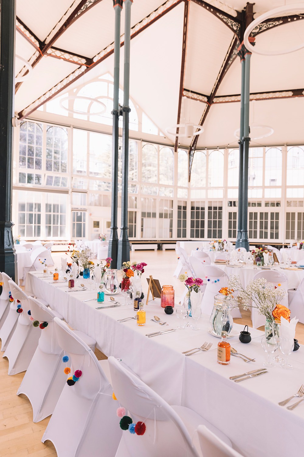 Pom Pom Chairs DecoPavilion Gardens Buxton Wedding Lauren Elliott Photography