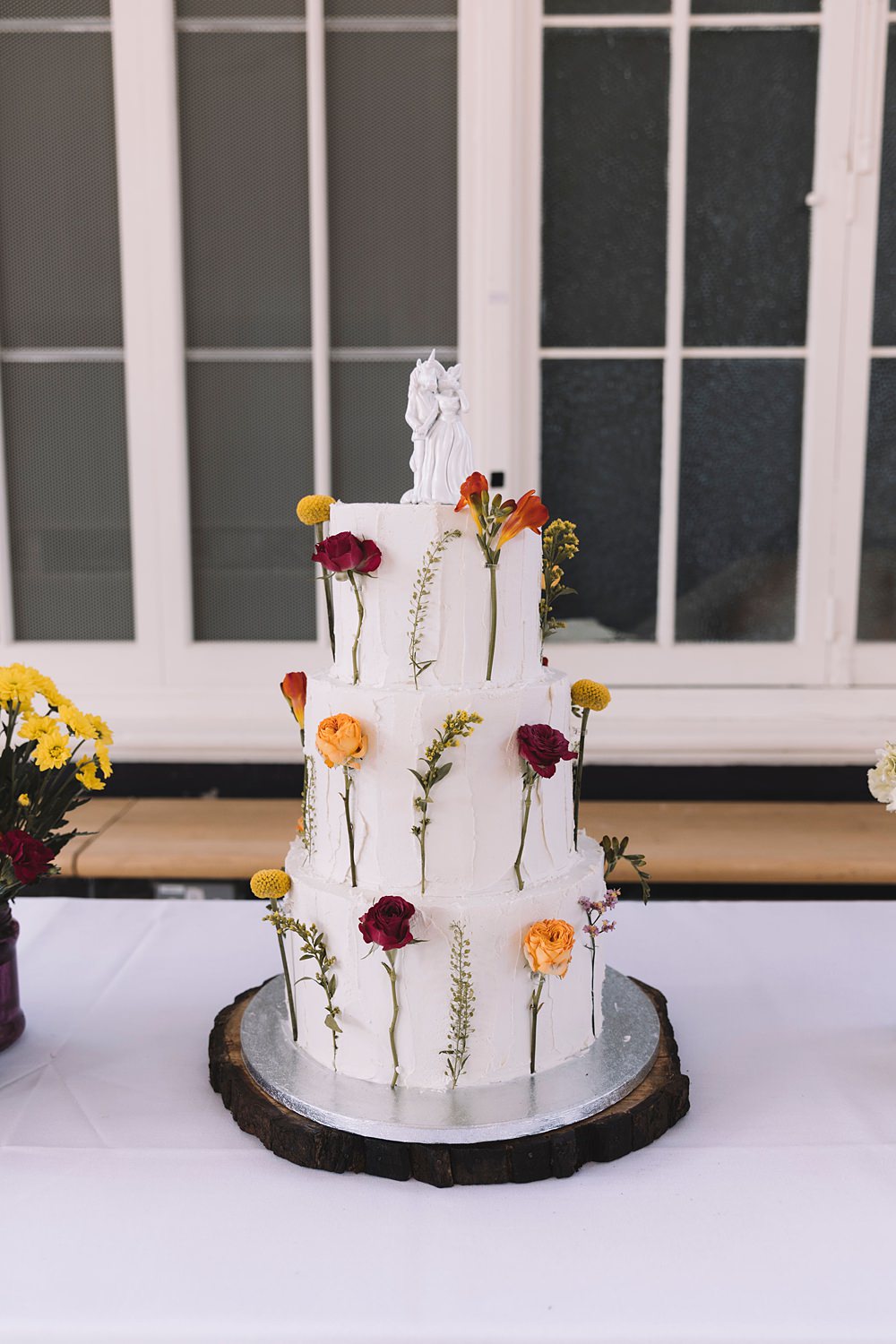 Flower Stem Floral Cake Pavilion Gardens Buxton Wedding Lauren Elliott Photography