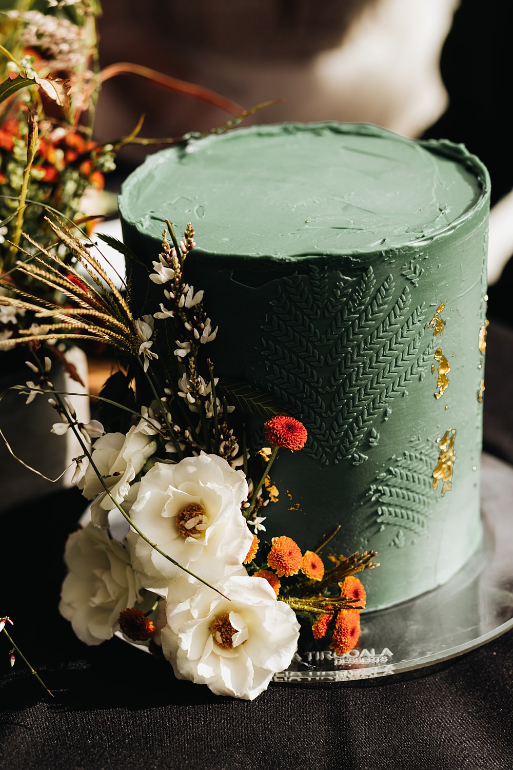 Green Gold Cake Flowers Rust Green Wedding Ideas Julie Clarke Photography