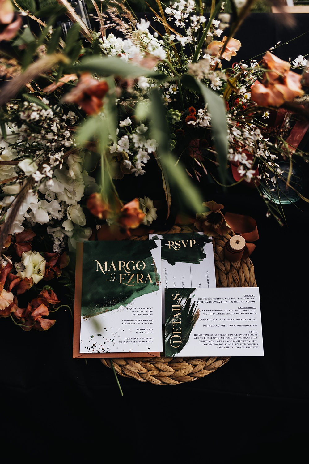Watercolour Stationery Invite Rust Green Wedding Ideas Julie Clarke Photography