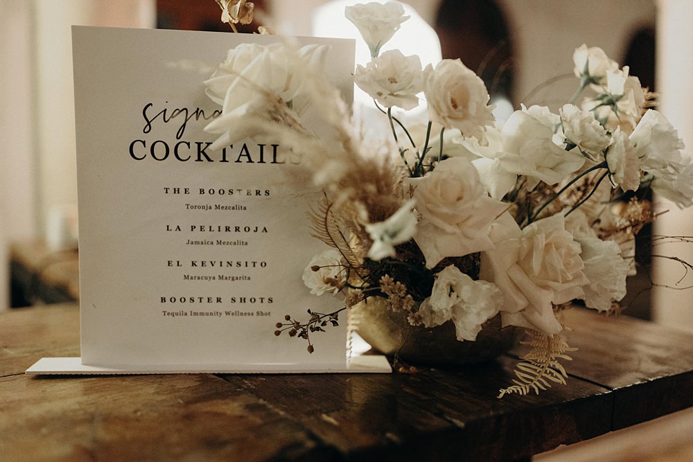Bar Menu Cocktails Villa La Joya Wedding Andre Gouin Photography