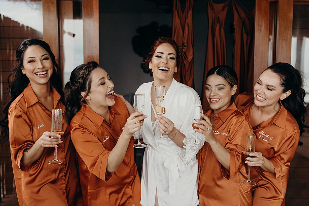 Bride Bridesmaids Robes Villa La Joya Wedding Andre Gouin Photography