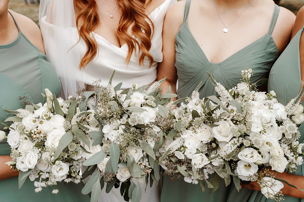 White Flowers Foliage Bridesmaid Bouquet Chloe Caldwell Photography