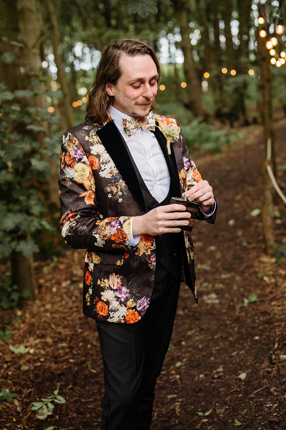 Floral Suit Jacket Groom Bow Tie Cockley Woodland Weddings Don’t Delete The Kisses