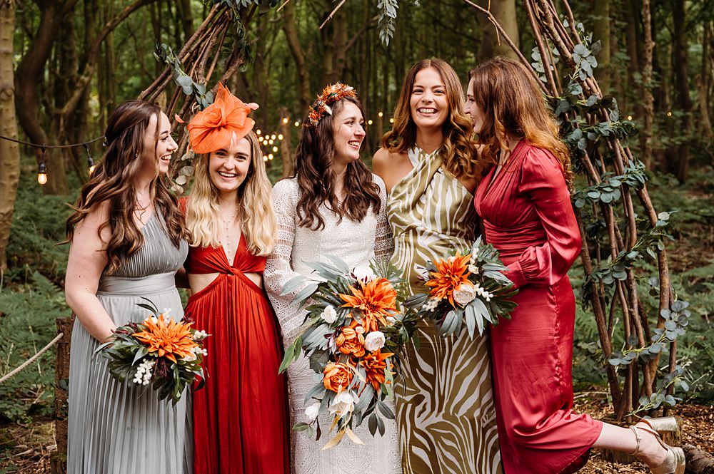 Mismatched Bridesmaid Dresses Cockley Woodland Weddings Don’t Delete The Kisses