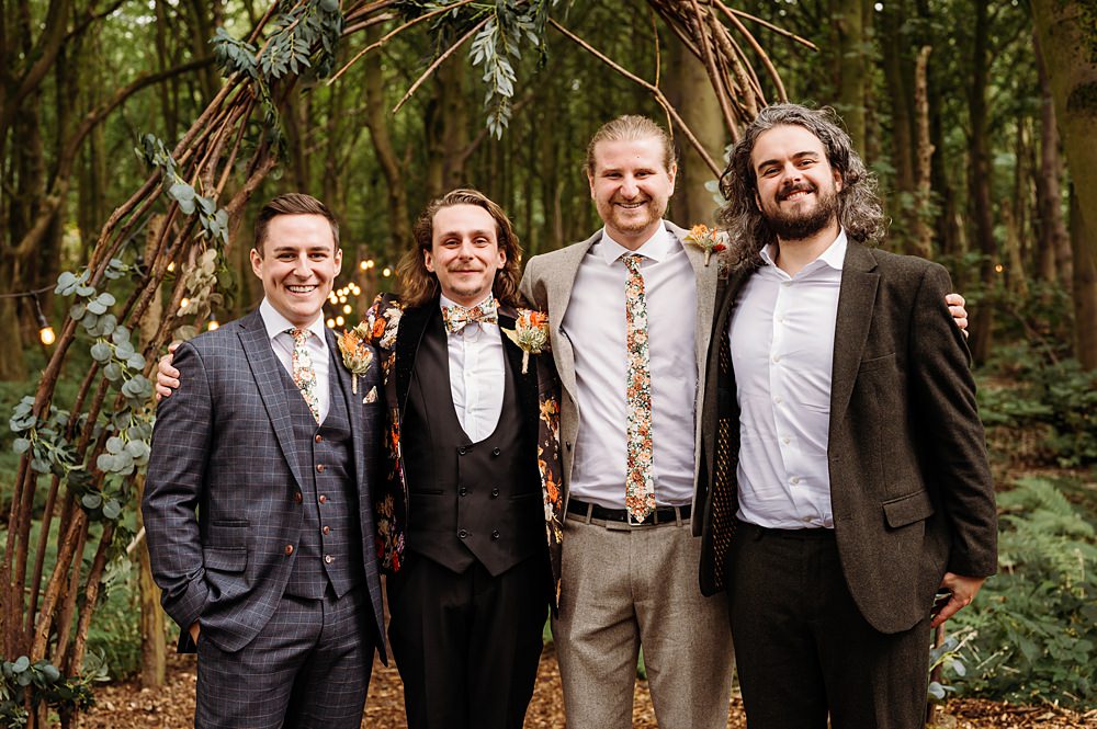 Mismatched Groomsmen Suits Cockley Woodland Weddings Don’t Delete The Kisses