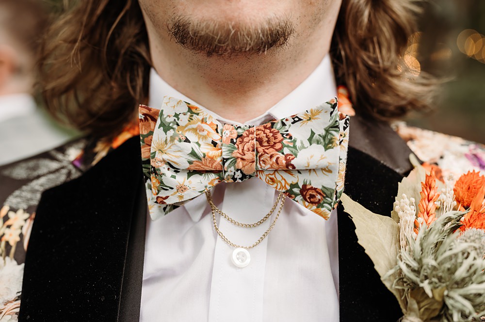 Floral Suit Jacket Groom Bow Tie Cockley Woodland Weddings Don’t Delete The Kisses
