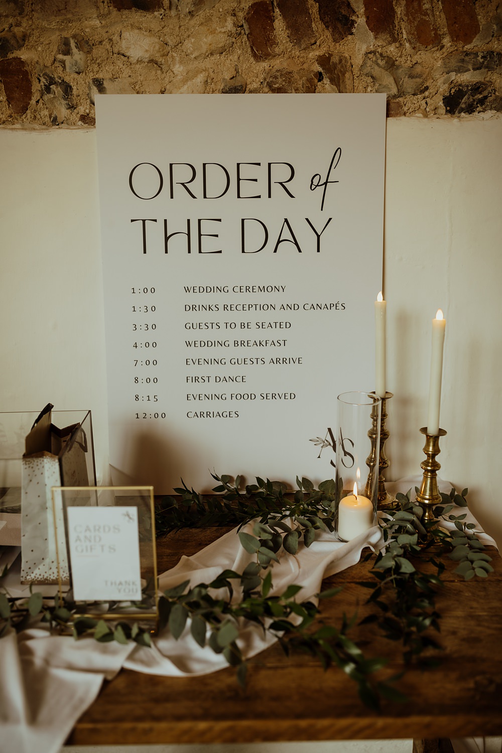 Order Of The Day Sign Timeline Curds Hall Barn Wedding Aurora Grey Photography