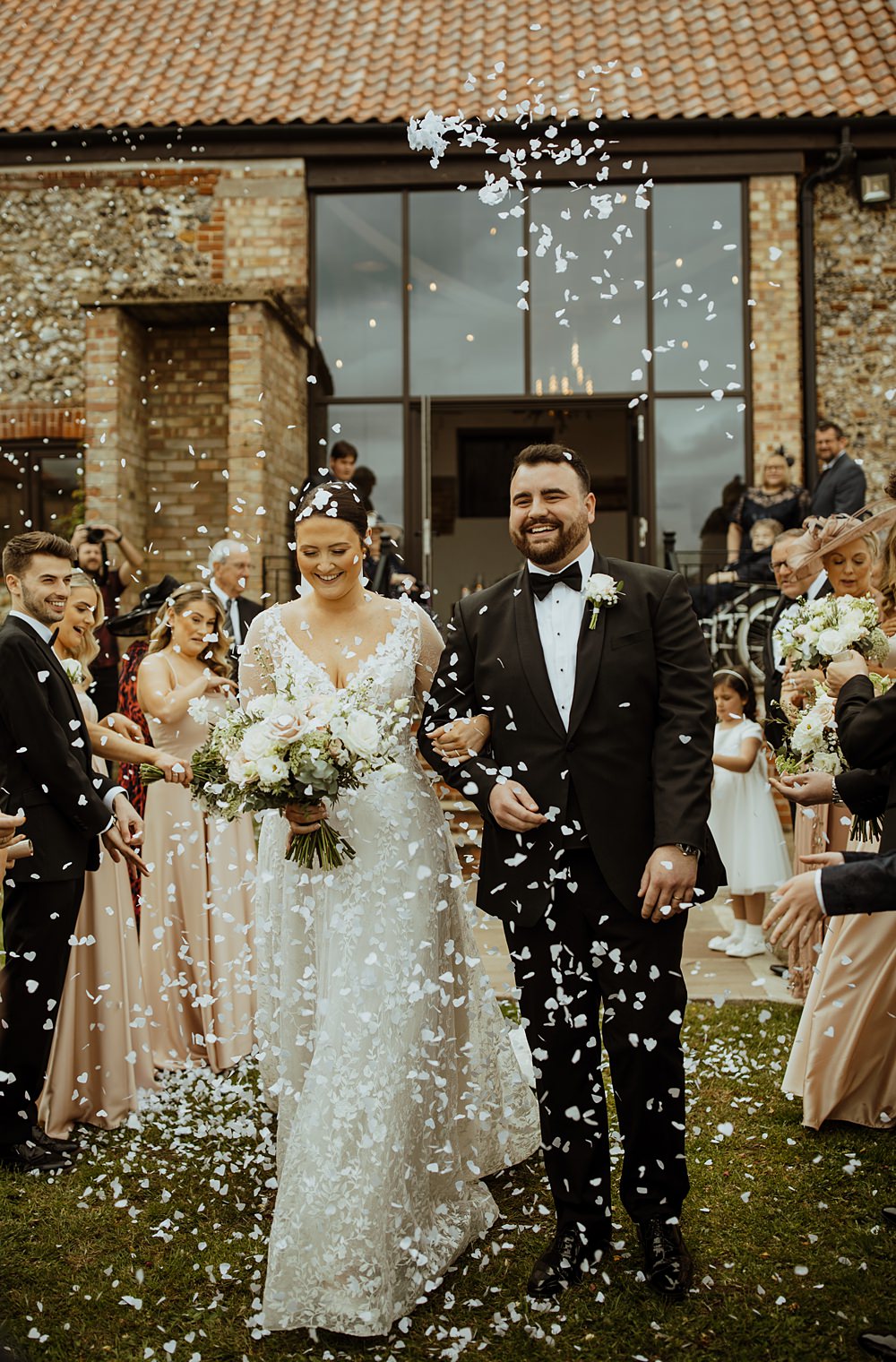 Confetti Throw Curds Hall Barn Wedding Aurora Grey Photography