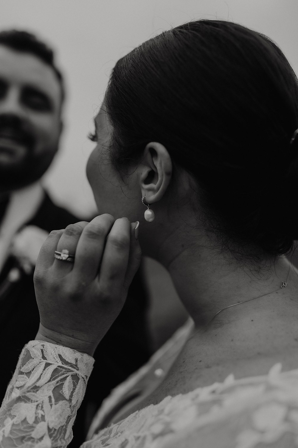 Bride Earring Rings Curds Hall Barn Wedding Aurora Grey Photography
