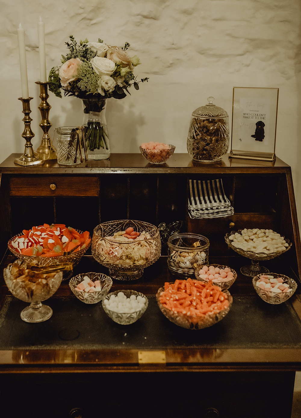 Sweetie Table Dresser Furniture Curds Hall Barn Wedding Aurora Grey Photography