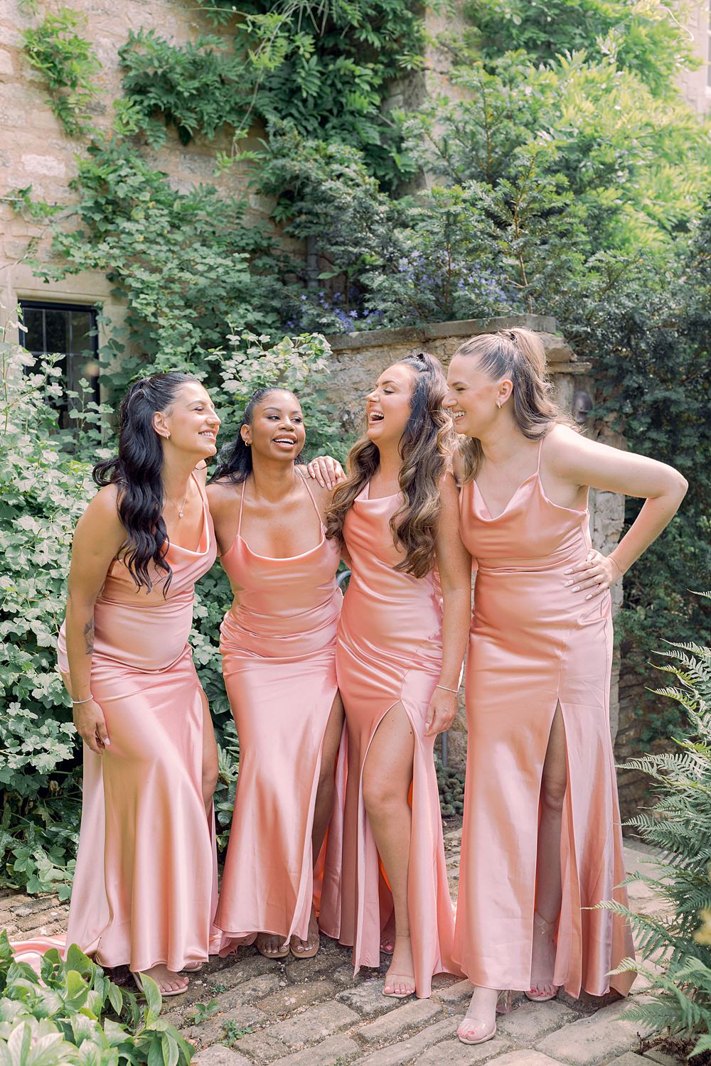 Pale Pink Satin Bridesmaid Dresses Euridge Manor Wedding Jessy Papasavva Photography