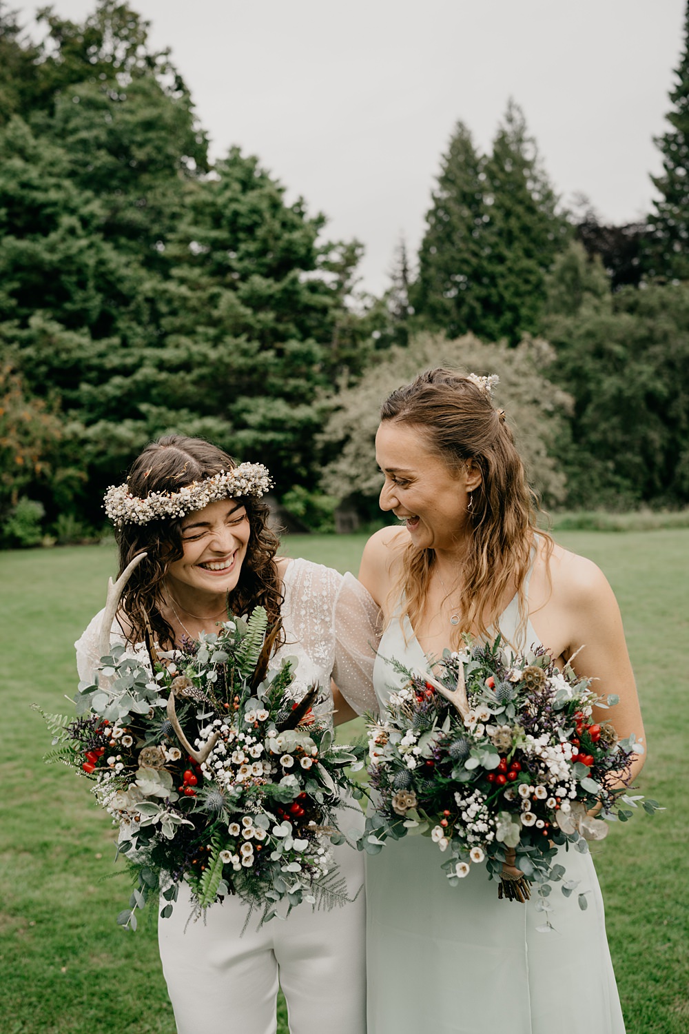Bridesmaid Bouquet Greenery Glen Tanar Lochside Wedding Scott Arlow Photography