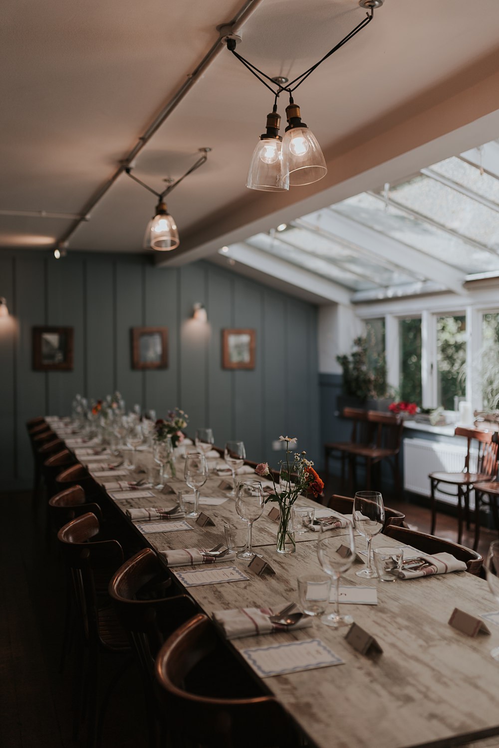 Long Table Simple Flowers Decor Home SW15 Wedding Grace Pham Photography