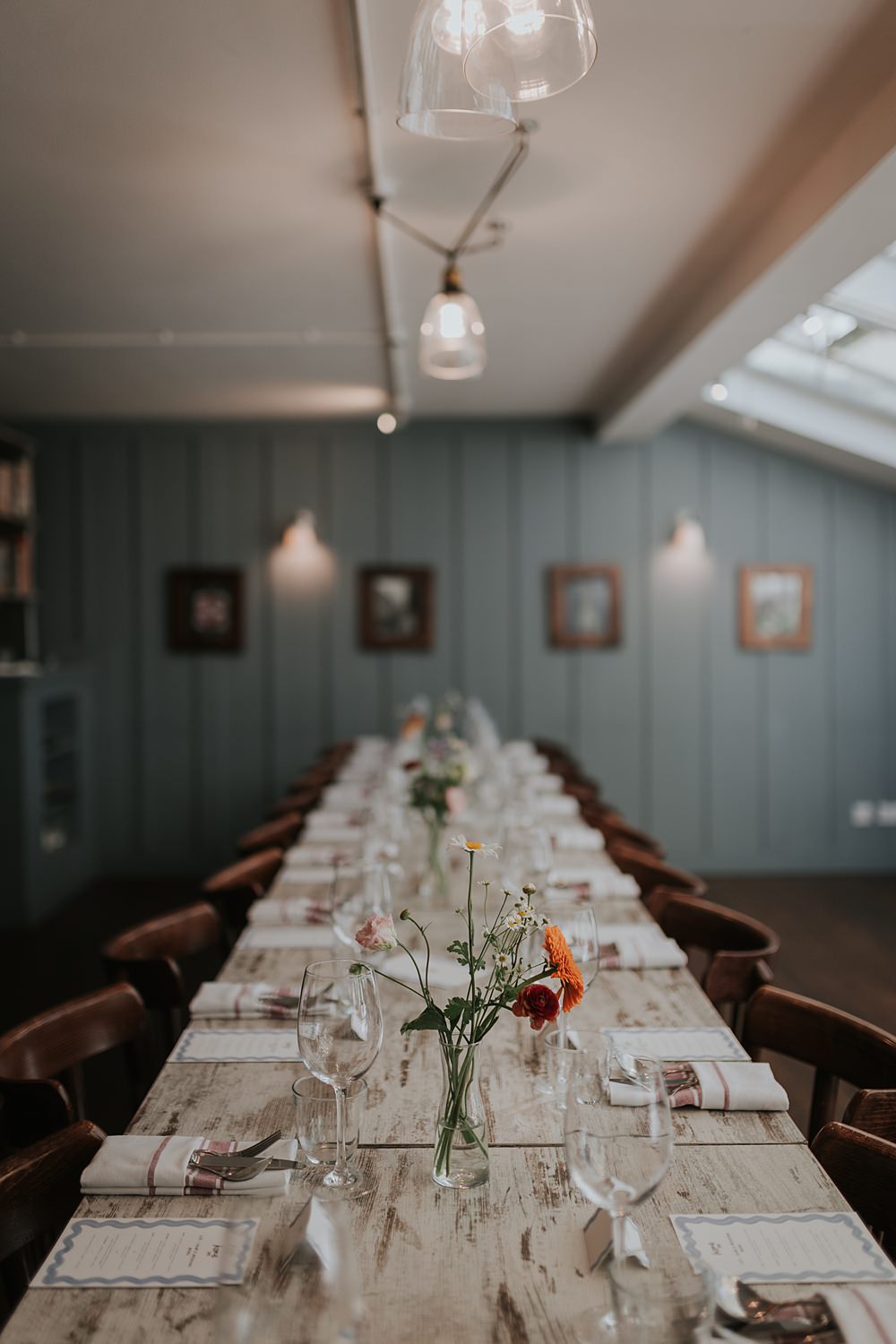 Long Table Simple Flowers Decor Home SW15 Wedding Grace Pham Photography