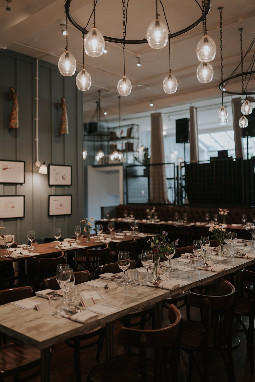 Long Table Simple Flowers Decor Home SW15 Wedding Grace Pham Photography