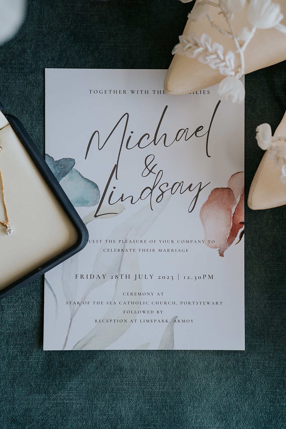 Watercolour Invitation Stationery Limepark Wedding Sheena T Photography