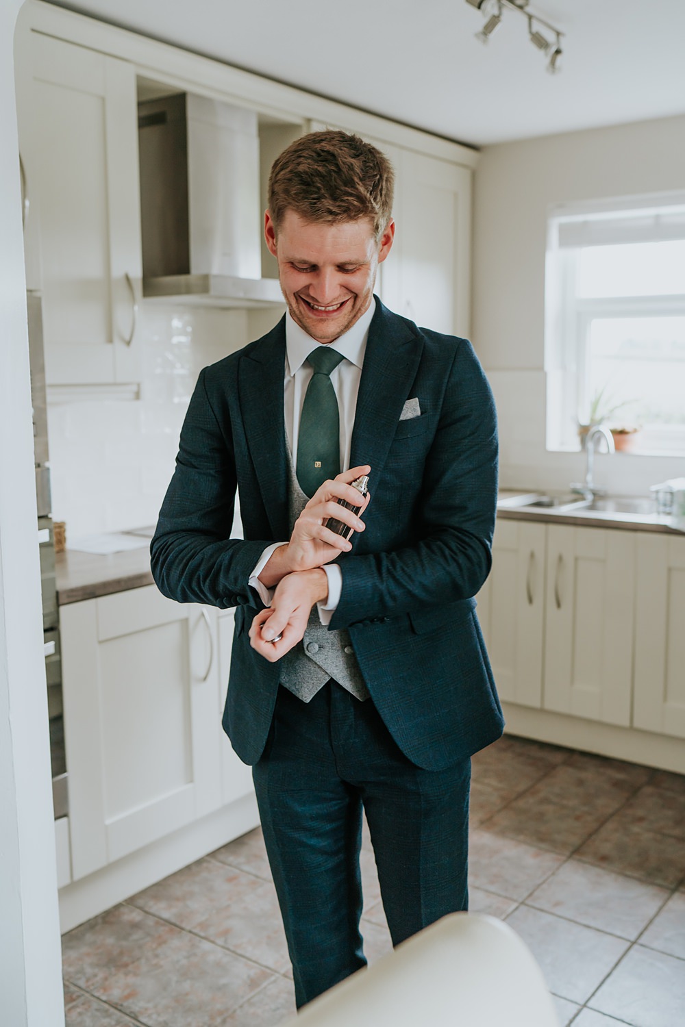 Groom Suit Navy Green Tie Grey Waistcoat Limepark Wedding Sheena T Photography