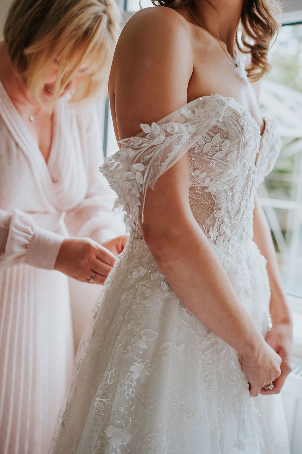 Bride Dress Off Shoulder Lace Train 3D Flowers Martina Liana Limepark Wedding Sheena T Photography