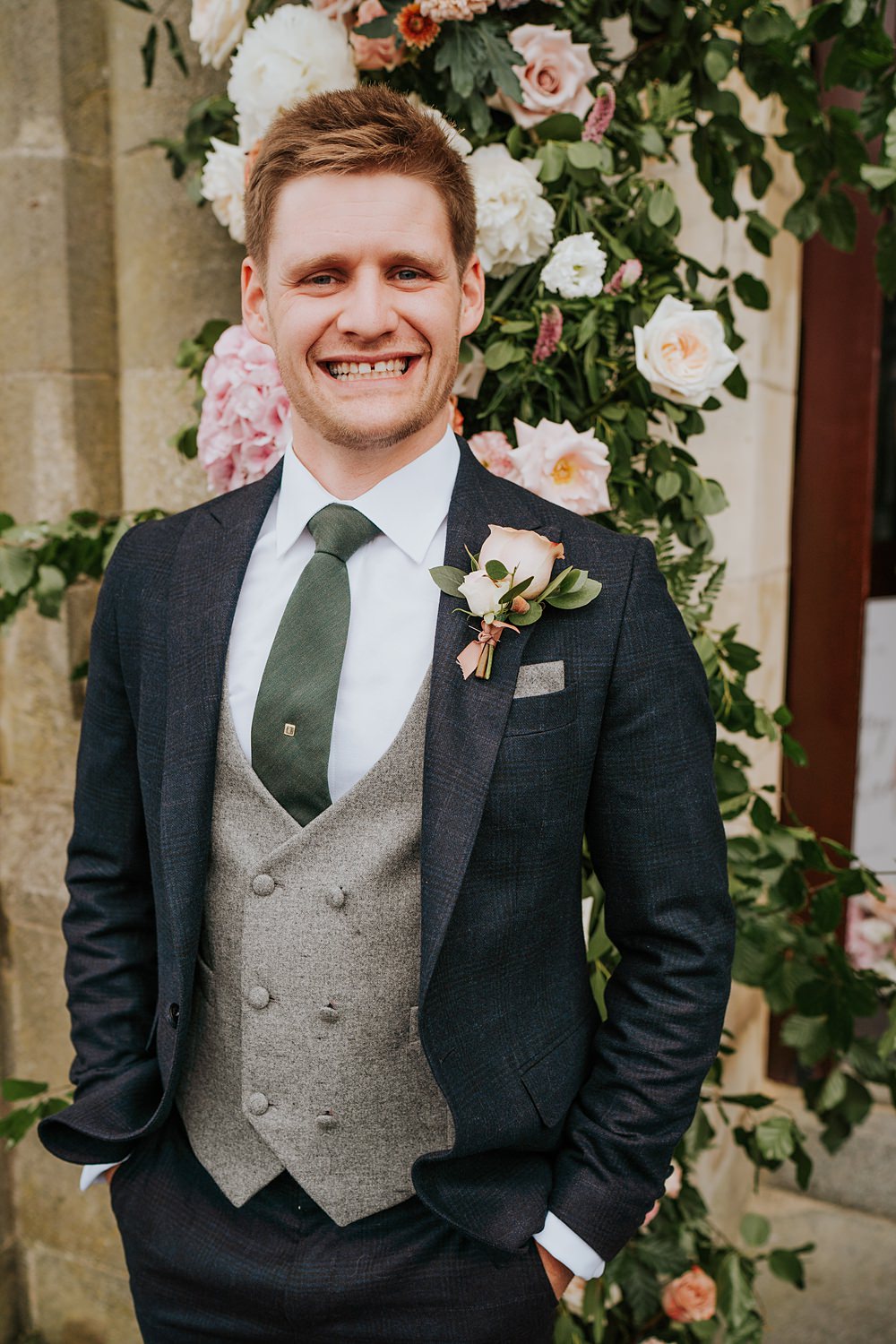 Groom Suit Navy Green Tie Grey Waistcoat Limepark Wedding Sheena T Photography
