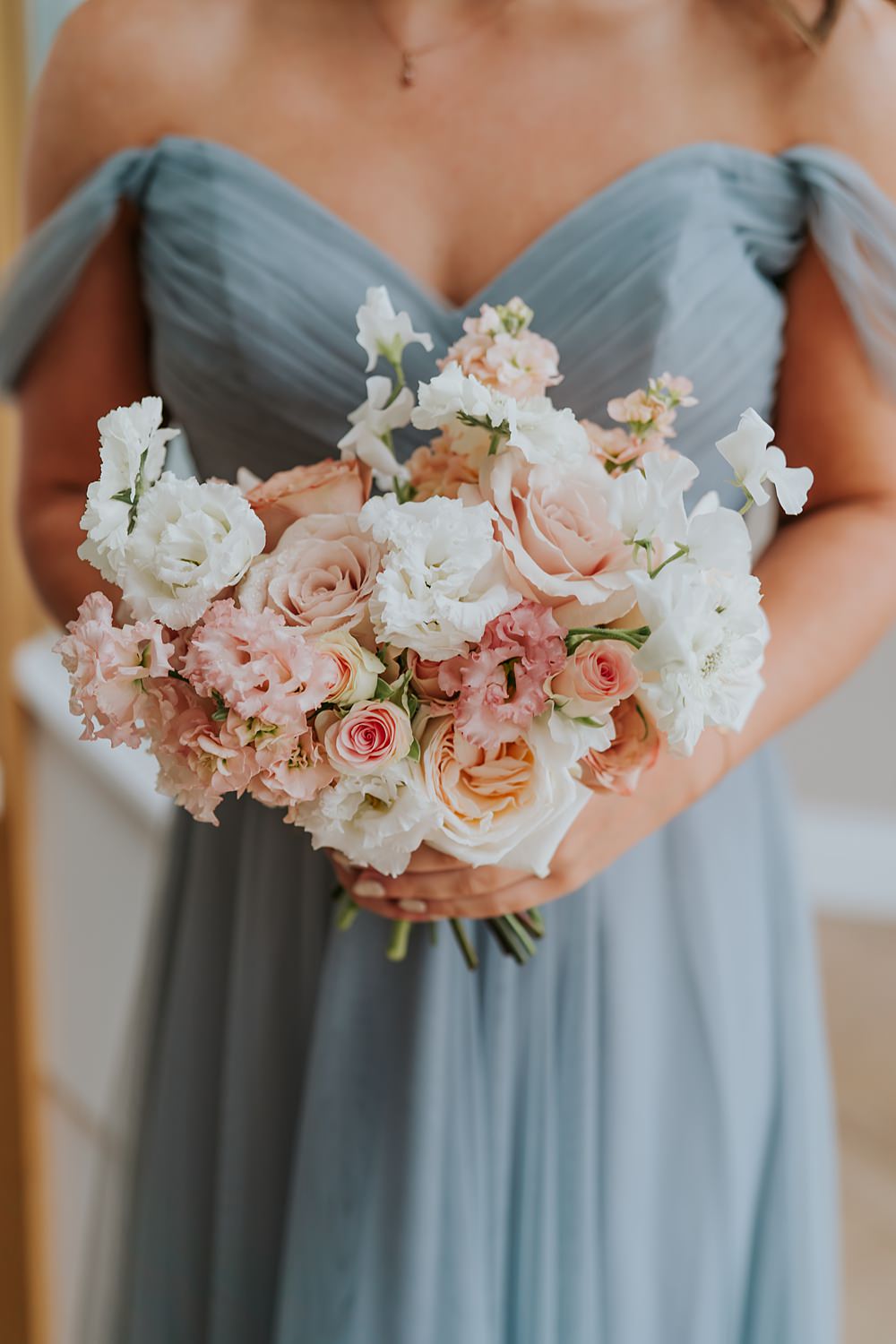 Bouquet Flowers Posy Bridesmaid Peach Rose Cosmos Sweetpea Limepark Wedding Sheena T Photography
