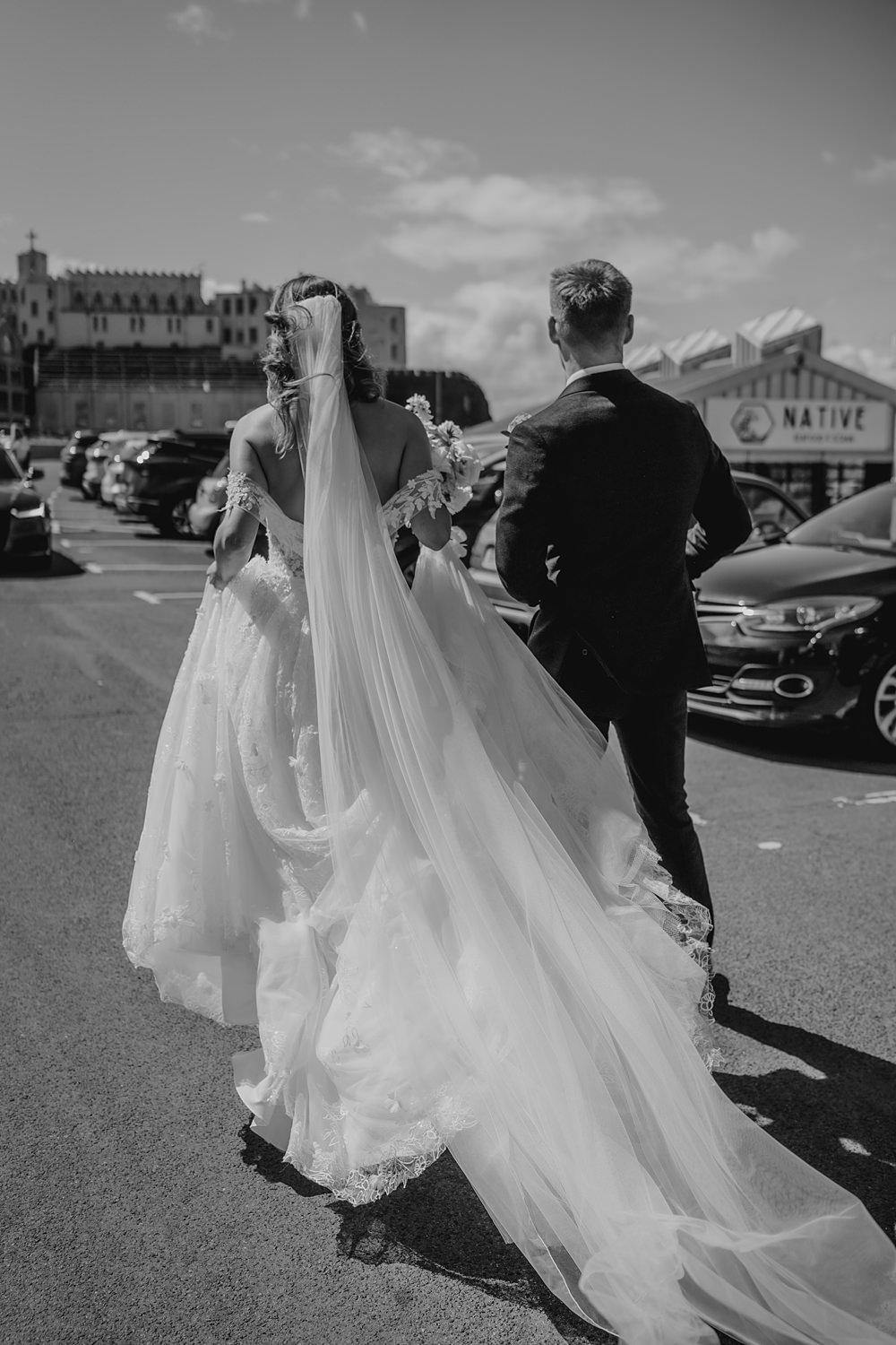Bride Dress Off Shoulder Lace Train 3D Flowers Martina Liana Veil Limepark Wedding Sheena T Photography
