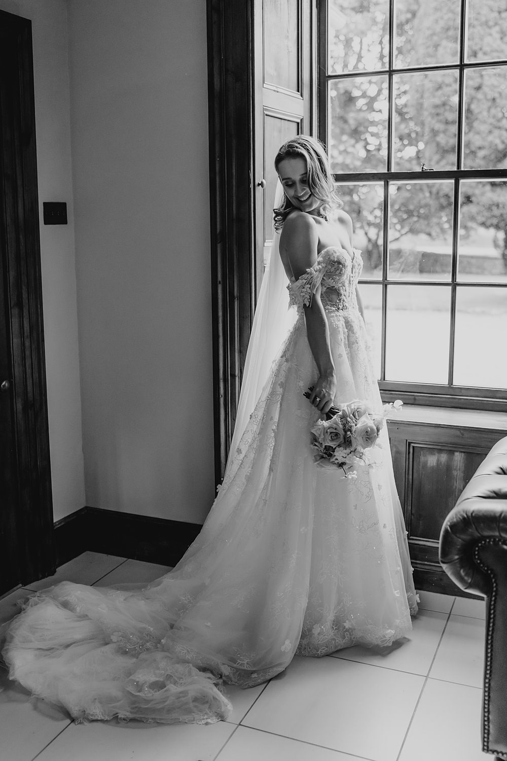 Bride Dress Off Shoulder Lace Train 3D Flowers Martina Liana Limepark Wedding Sheena T Photography