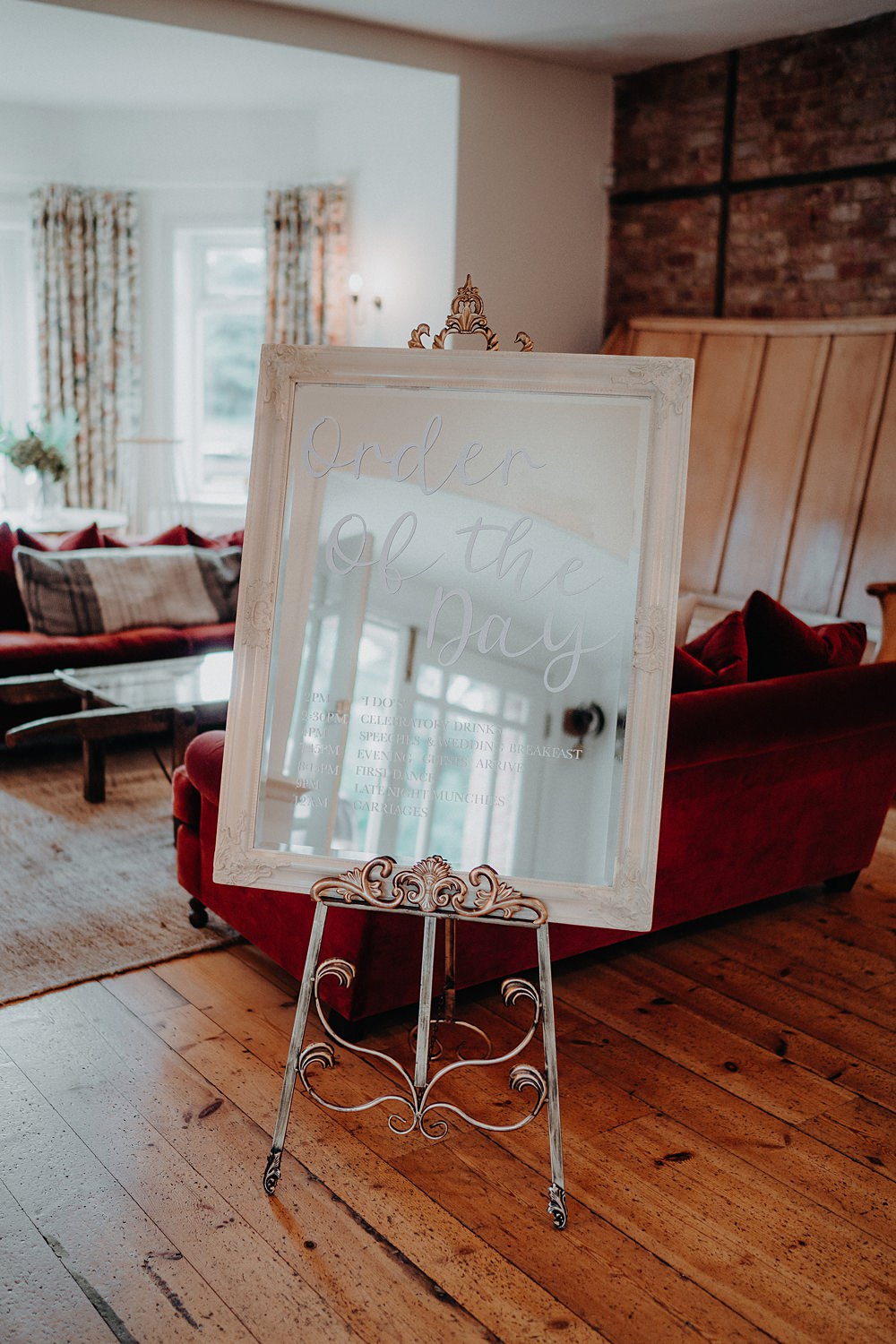 Mirror Welcome Sign Outdoor Surrey Wedding Kit Myers Photography