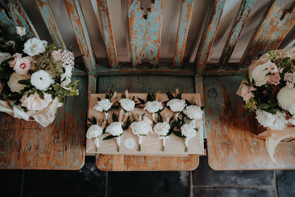 White Rose Buttonholes Outdoor Surrey Wedding Kit Myers Photography