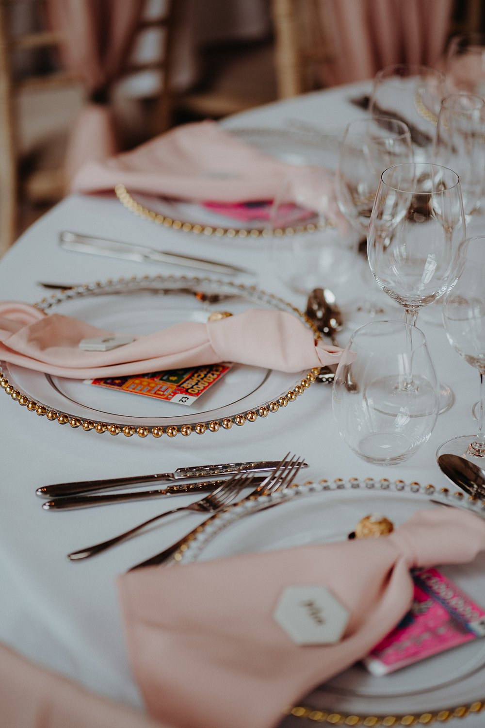 Scratch Card Favour Place Setting Outdoor Surrey Wedding Kit Myers Photography