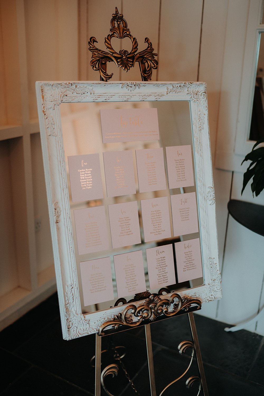 Pink Gold Mirror Table Plan Outdoor Surrey Wedding Kit Myers Photography