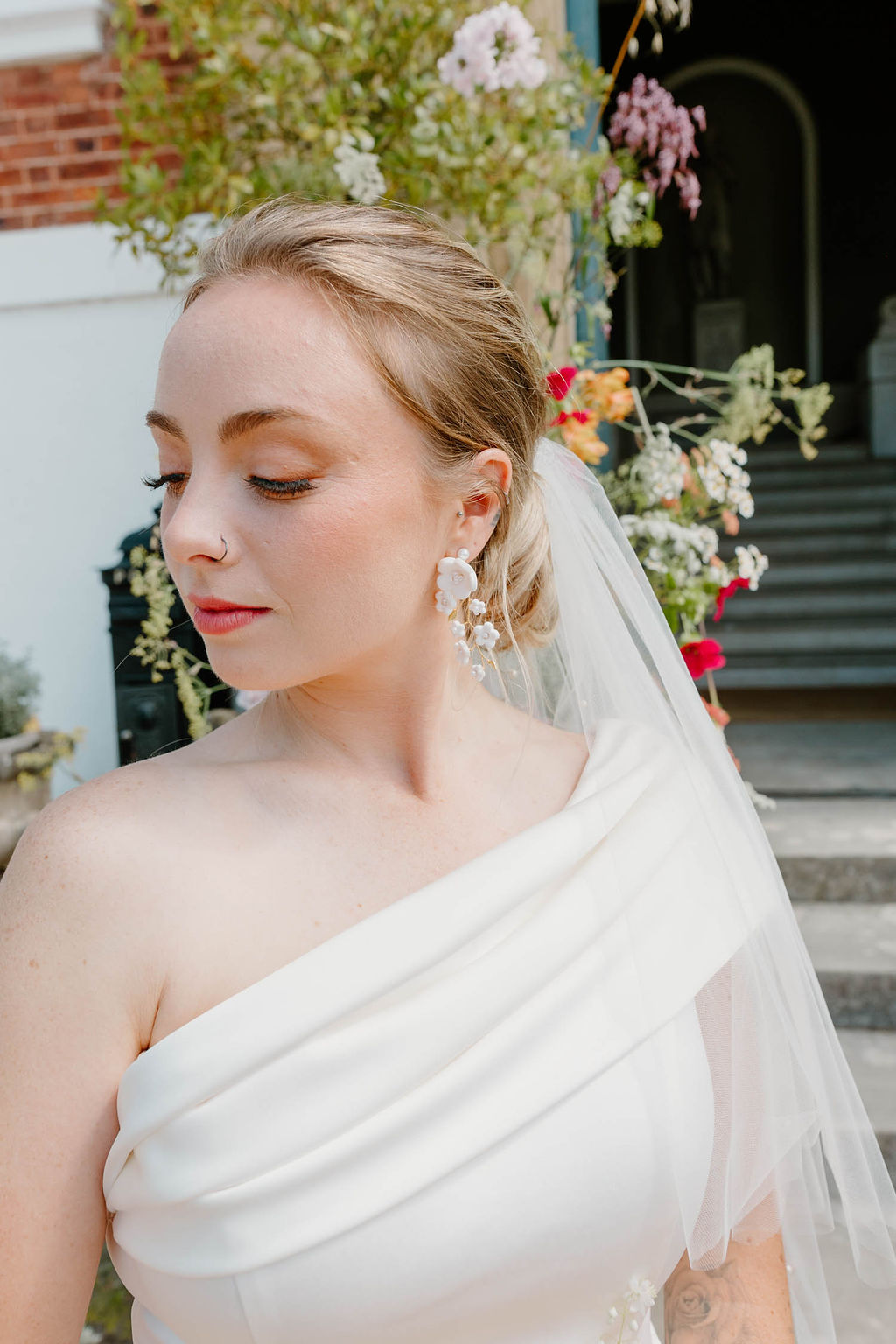Bride Makeup Earrings Pink Orange Yellow Wedding Ideas Mimosa Photography