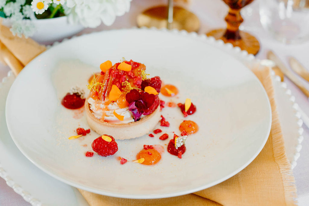 Dinner Meal Pink Orange Yellow Wedding Ideas Mimosa Photography