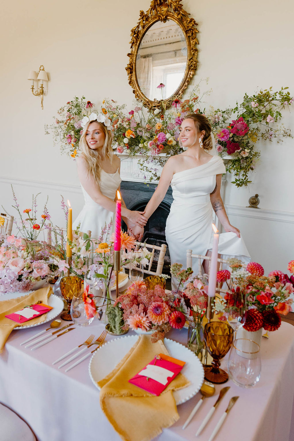 Pink Orange Yellow Wedding Ideas Mimosa Photography