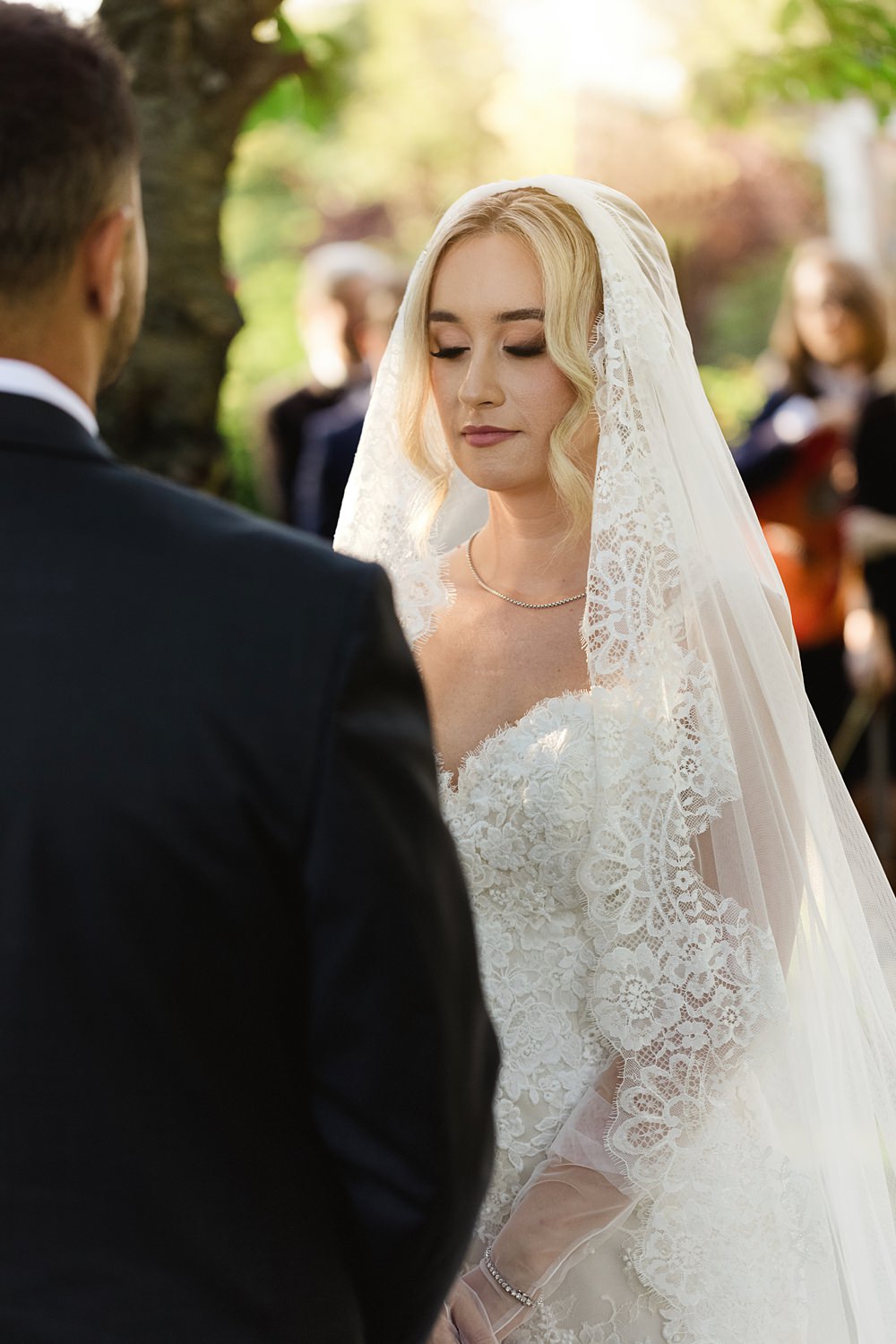 Bride Lace Veil Poland Barn Wedding Matt and Lena Photography