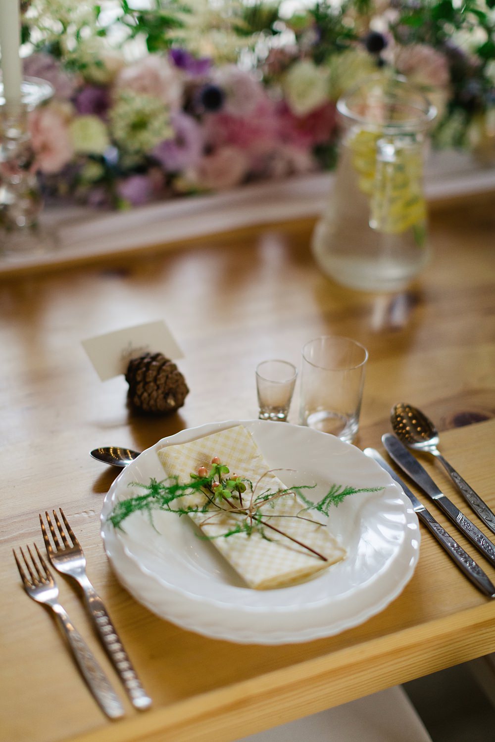 Place Setting Flower Napkin Poland Barn Wedding Matt and Lena Photography